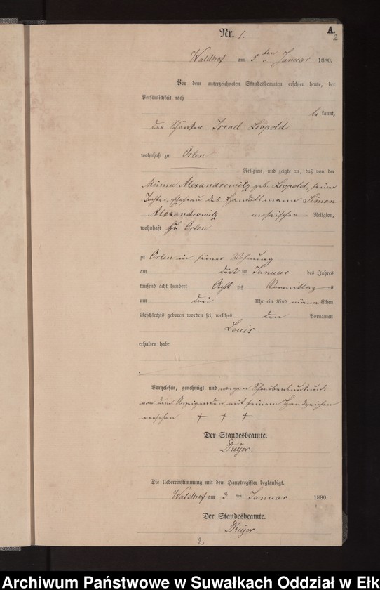 image.from.unit.number "Geburts-Neben-Register des Königlich Preussischen Standes-Amtes Orlen Kreis Loetzen"