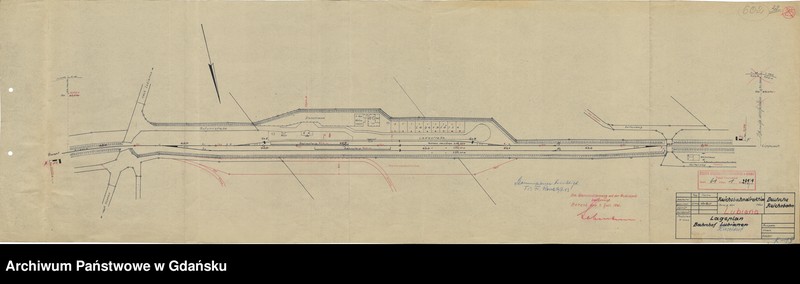 Obraz 1 z jednostki "Reichsbahndirektion Danzig, den 1940. Deutsche Reichsbahn. Lageplan. Bahnhof Kieseldorf"