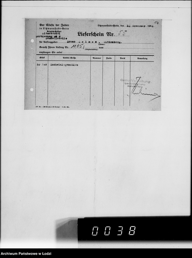 Obraz 20 z jednostki "Aufträge 1105 50.000 P.Einlegesohlen"
