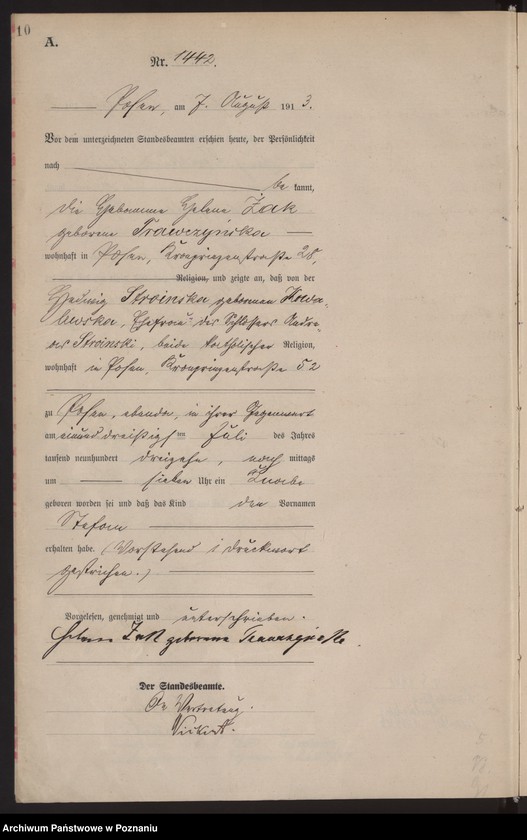 Obraz 12 z jednostki "Księga miejscowa urodzeń tom IV [Rejestr główny urodzeń]"