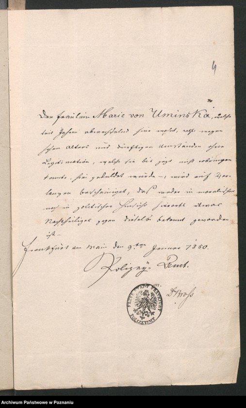 Obraz 8 z jednostki "A. betr. die polnische Emigrantin Marie von Uminska"