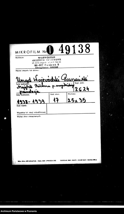 Obraz 2 z jednostki "Majątek Różanna powiatu mogileńskiego parcelacja"