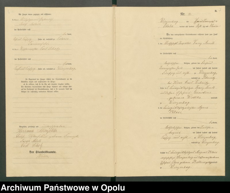 image.from.unit.number "Heiraths-Haupt-Register Standesamts Winzenberg pro 1889"
