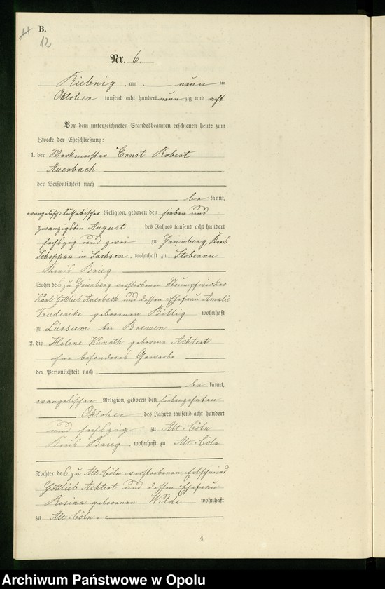 Obraz 15 z jednostki "Heiraths-Neben-Register Standes-Amt Riebnig 1898"