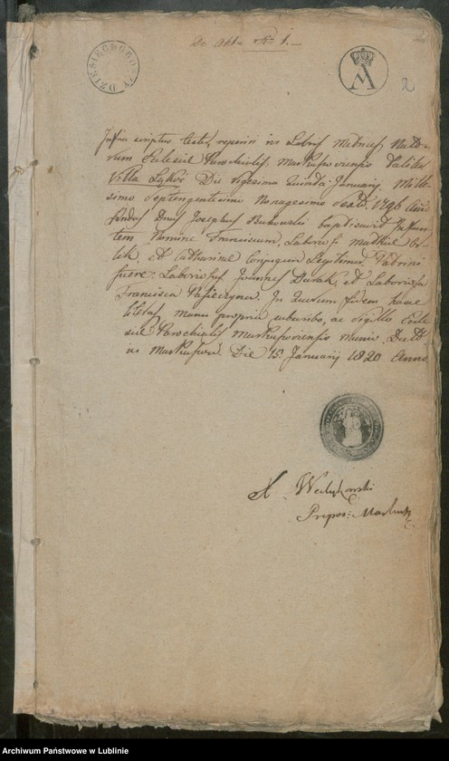 image.from.unit.number "Alegaty do ksiąg urodzeń, zapowiedzi, małżeństw i zgonów z lat 1820 - 1821"