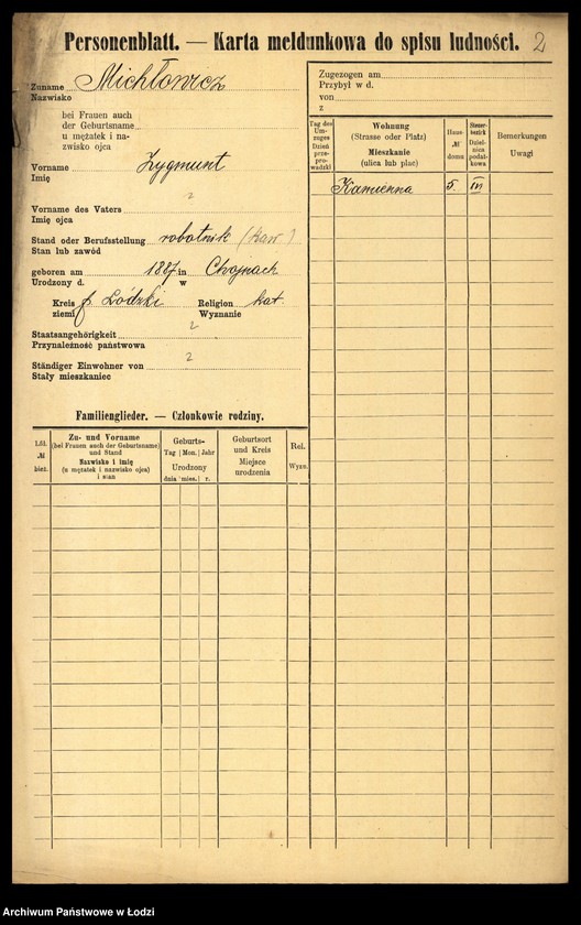 Obraz 4 z jednostki "[Spis ludności Łodzi] Michlicka - Mielczan"