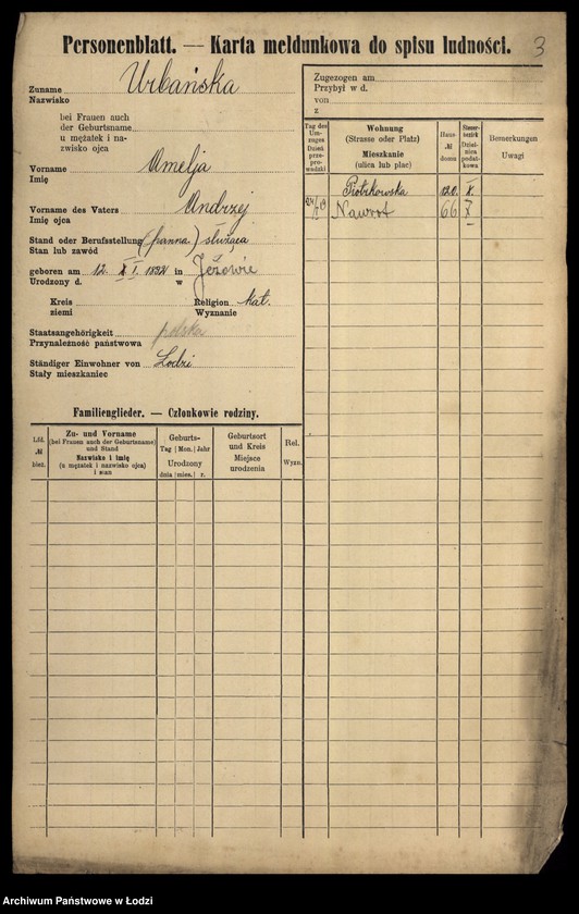 Obraz 5 z jednostki "[Spis ludności Łodzi] Urbańska - Użniak"