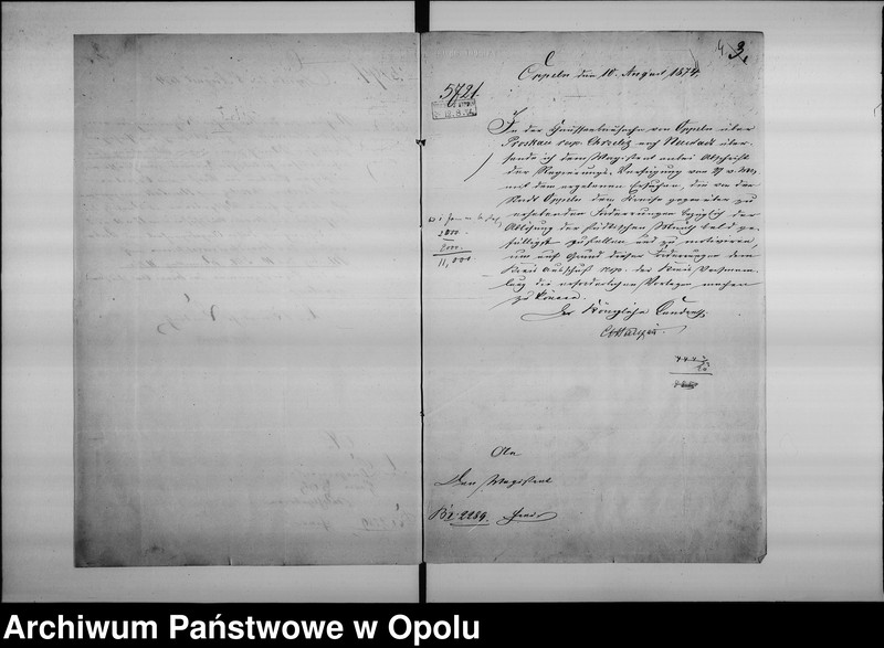 Obraz 7 z jednostki "Acta des Magistrats zu Oppeln betreffend die Ablösung der Mauthe auf der Falkenberg-Krappitzerstrassa resp. Bau 1 Staats-chausse v[on] Oppeln über Proskau [Prószków] nach dem Neustädter Kreise"