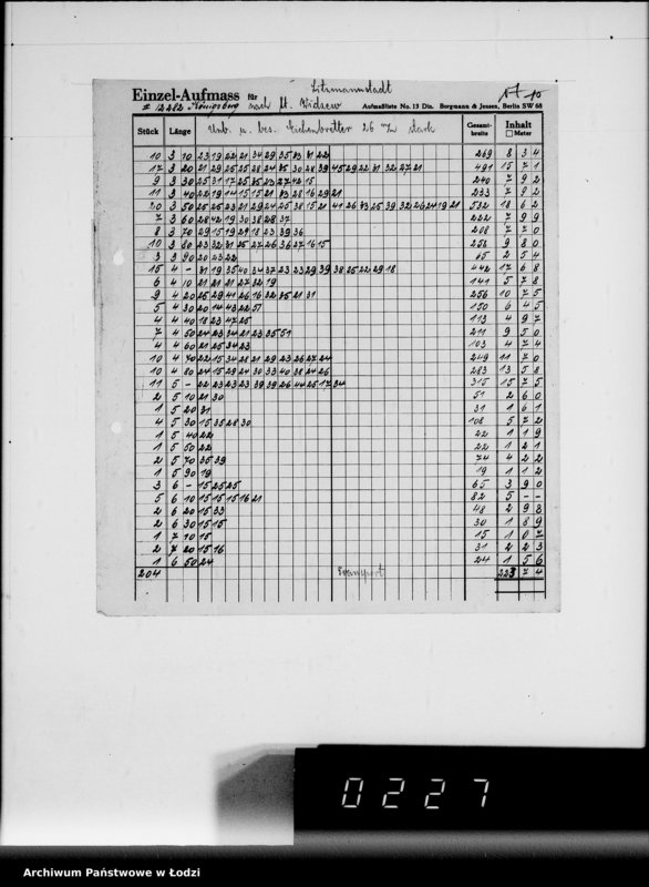 Obraz 20 z jednostki "Aufträge 7611-12089 und Rechnungen Firma Silvars G.m.b.H.Litzmannstadt auf Holzmaterial"