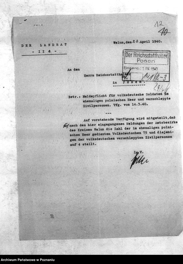 Obraz 16 z jednostki "Amtliche Meldungen Kreis Welun (Wieluń)"