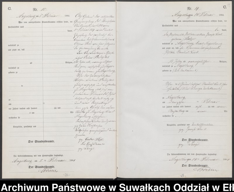 Obraz 14 z jednostki "Sterbe-Neben-Register des Preussischen Standes-Amtes Angerburg Kreis Angerburg"