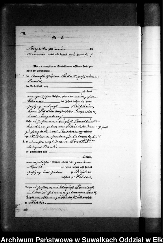 image.from.unit.number "Heiraths-Neben-Register des Preussischen Standes-Amtes Kehlen Kreis Angerburg"