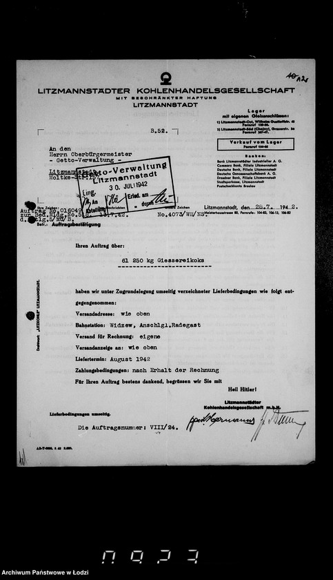 Obraz 15 z jednostki "Aufträge, [Lieferscheinen und Rechnungen] 14731-16050 [Dostawy żywności do Getta]"