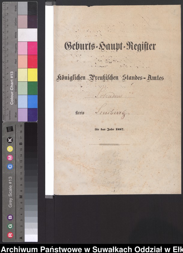 Obraz z jednostki "Geburts-Haupt-Register des Königlich Preussischen Standes-Amtes Schaden Kreis Sensburg"