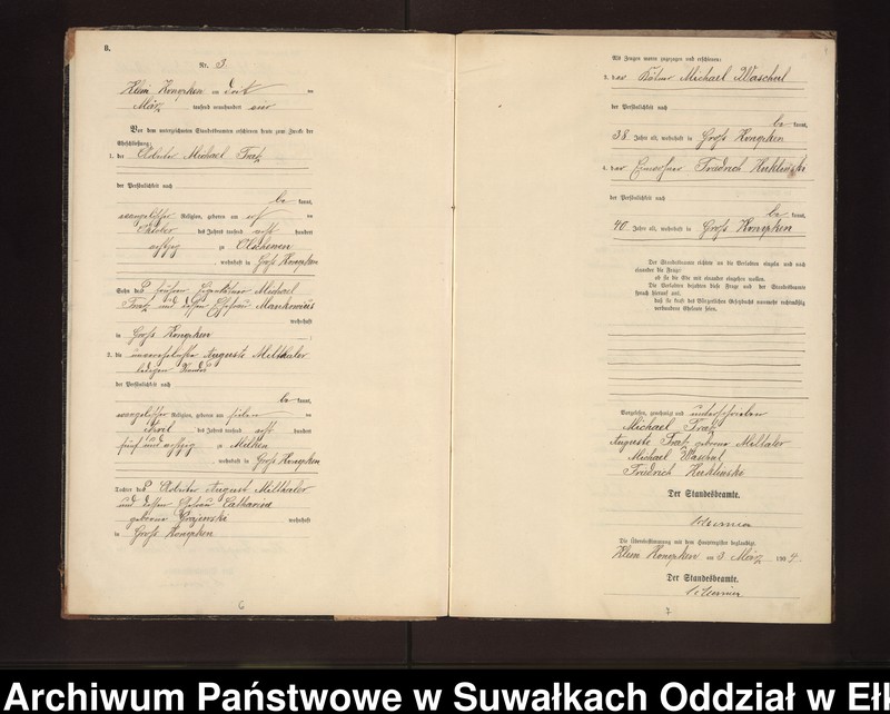 image.from.unit.number "Heiraths-Neben-Register des Preussischen Standes-Amtes Gross Konopken Kreis Loetzen"