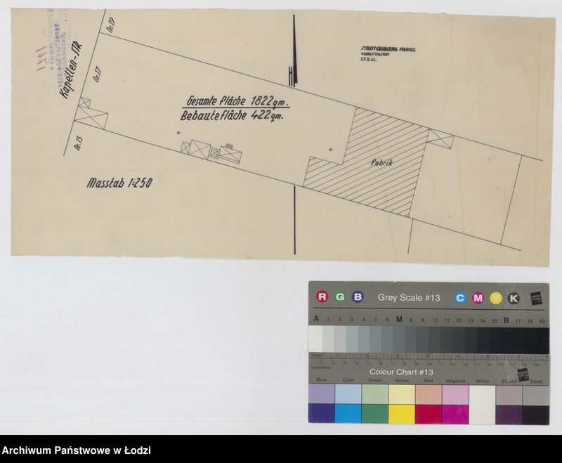 Obraz 1 z jednostki "Pabianice. Plan nieruchomości położonej przy ulicy Kaplicznej (Kapellenstrasse) 17"