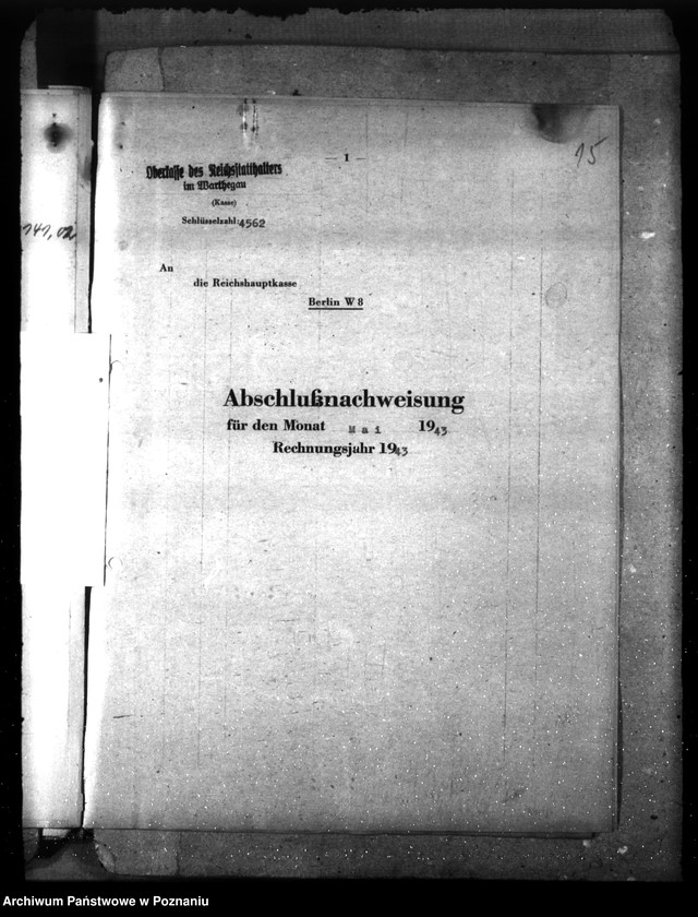 Obraz 19 z jednostki "Abschlussnachweisungen der Reichshauptkasse"