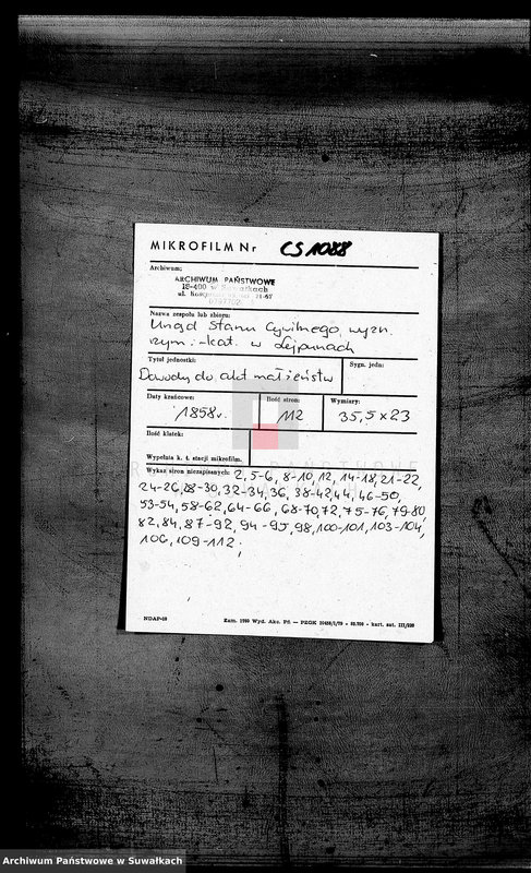 Obraz 2 z jednostki "Dowody do Akt Ślubnych Urzędnika Stanu Cywilnego Parafii Rzymsko- Katolickiej Lejpuny za Rok 1858"