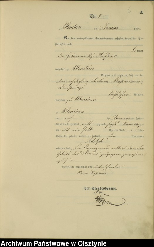 image.from.unit.number "Geburts-Haupt-Register Tom I,Nr 1 - 300"