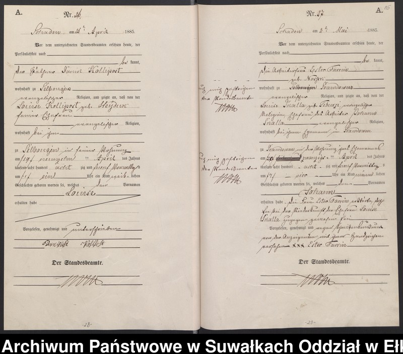 image.from.unit.number "Geburts-Haupt-Register des Königlich Preussischen Standes-Amtes Schaden Kreis Sensburg"