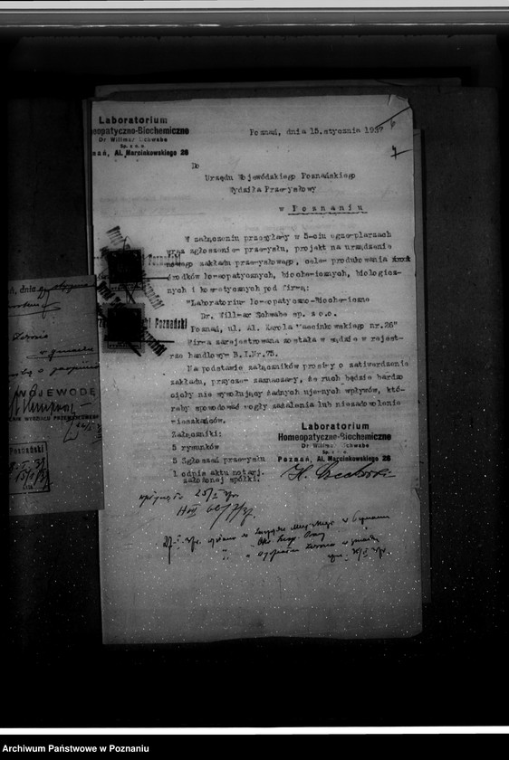 Obraz 11 z jednostki "Zatwierdzenie zakładu przemysłowego /laboratorium Homeopatycznego/ Firmy dr Willmar Schwabe Spółka z o. o. w Poznaniu"