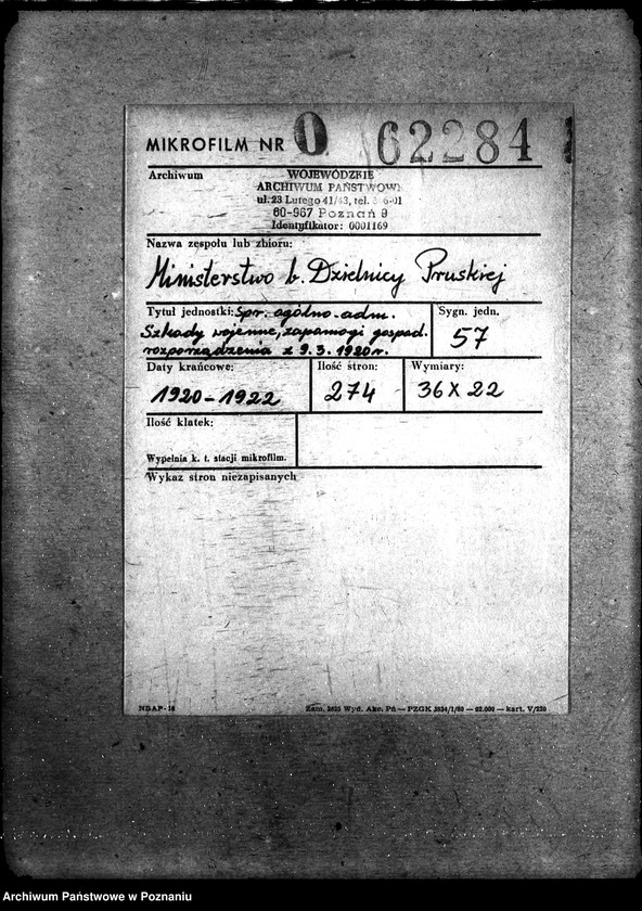 Obraz 2 z jednostki "Sprawy ogólno-administracyjne. Szkody wojenne, zapomogi gosp. rozporządzenie 9.3.20 r."