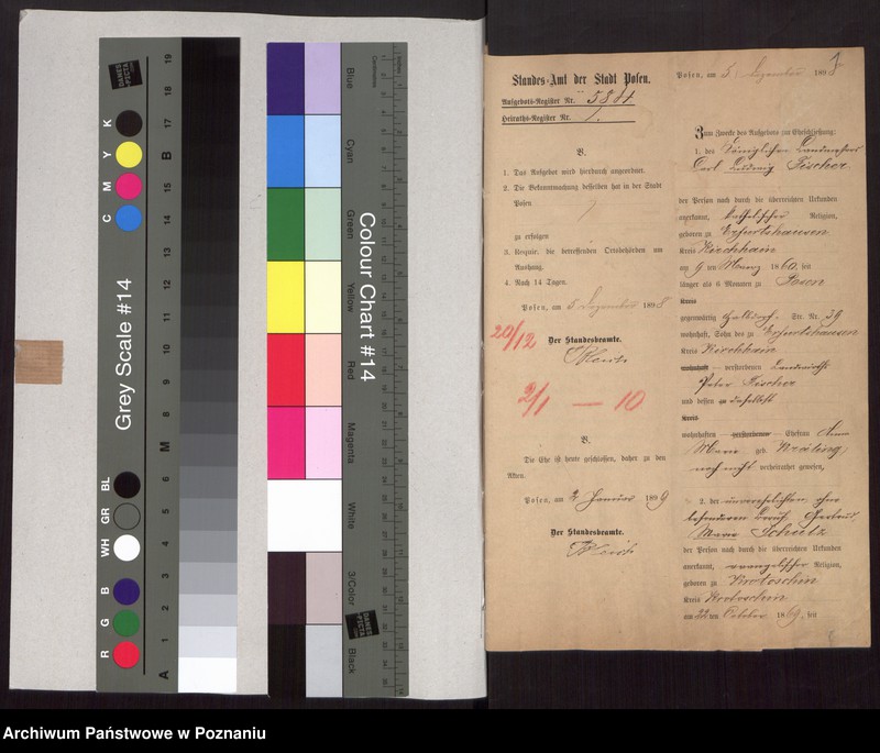 Obraz 3 z jednostki "Die von den Verlobten beigebrachten Urkunden zur Eheschliessung pro 1899"