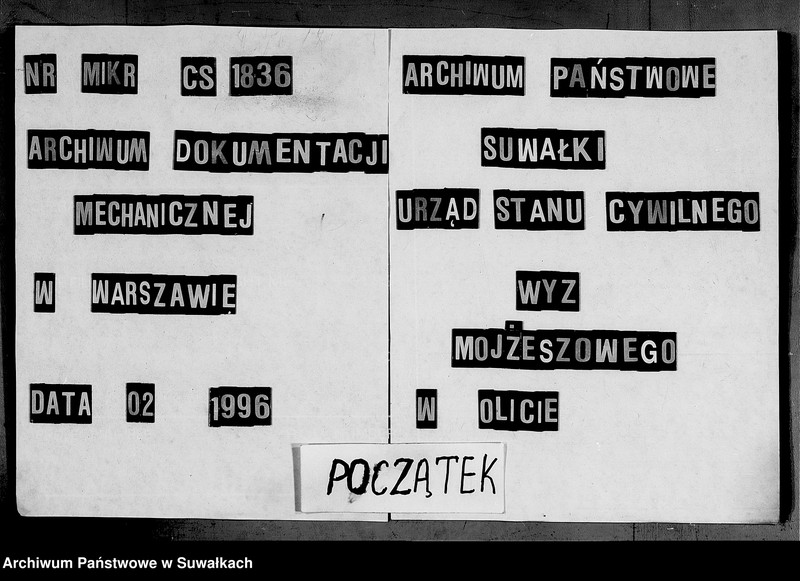 image.from.unit.number "Księga dla zapisywania aktów zaślubionych Urzędnika Stanu Cywilnego wyznania mojżeszowego miasta Olity pow. Kalwaryjskiego"