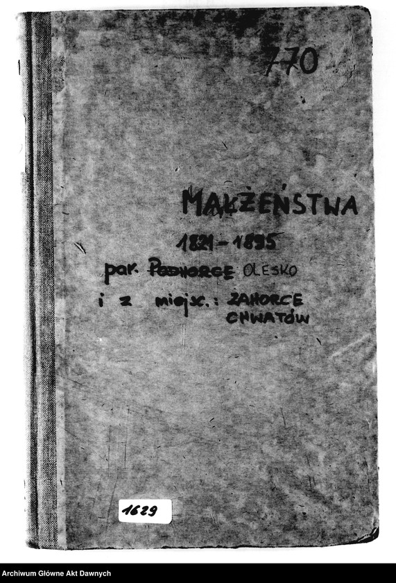 image.from.unit.number "Parafia: Olesko. Dekanat: Brody. Księga metrykalna ślubów dla wsi: Podhorce*, Zahorce*, Chwatów*."