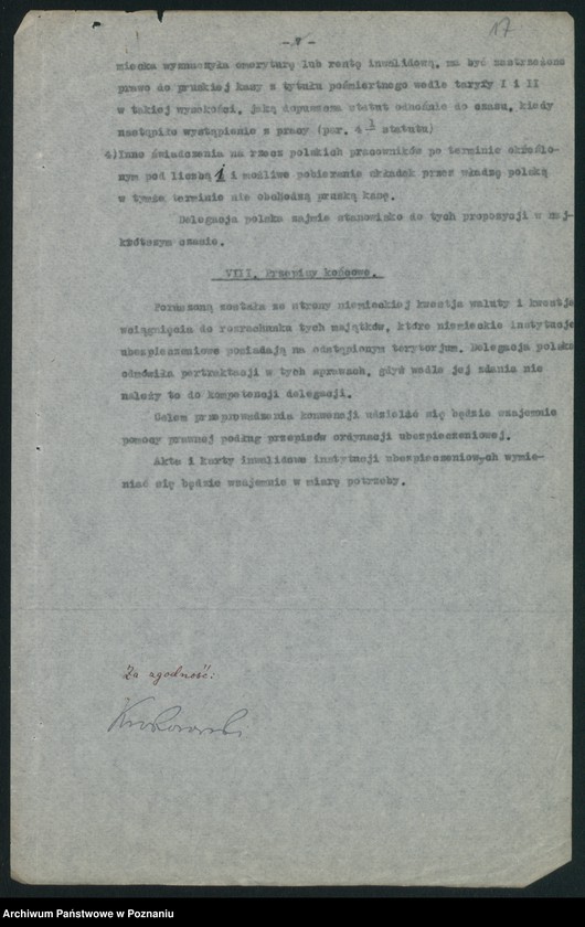 Obraz 19 z jednostki "[Wynik obrad polsko-niemieckich wynikających z 312 artykułu Traktatu Wersalskiego w sprawie ubezpieczeń społecznych]"