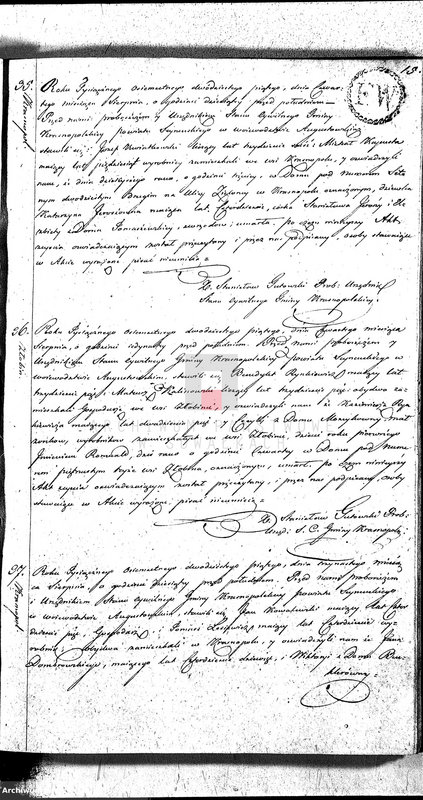 image.from.unit.number "Akta Zeszłych Gminy Krasnopolskiey Powiatu Seyneńskiego od 1-go Stycznia 1825. Województwo Augstowskie."