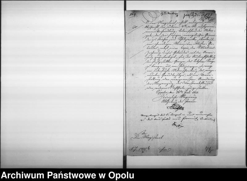 image.from.unit.number "Acta des Magistrats zu Oppeln betreffend die Ueberlassung des ehemaligen Minoritten Gebäudes, an die hiesige evangelische Gemeine zu Kirch- und Schul-Zwecken"