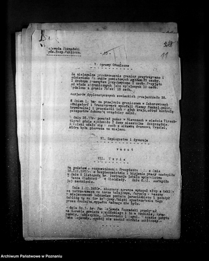 Obraz 15 z jednostki "Sprawozdania sytuacyjne tygodniowe za czas od 1 listopada do 4 grudnia 1930 r. /53-57/"