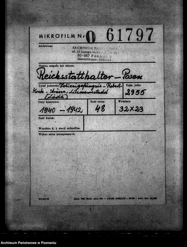 Obraz 2 z jednostki "Polizeigefängnis - Robert- Koch- Strasse, Litzmannstadt (Łódź)"