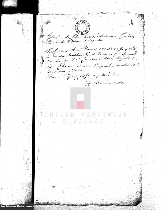 image.from.unit.number "Dowody do Akt Małżeństwa Gminy Wigierskiey od dnia 1 Stycznia 1816 Roku do dnia ostatniego Grudnia tegoż Roku 1816."
