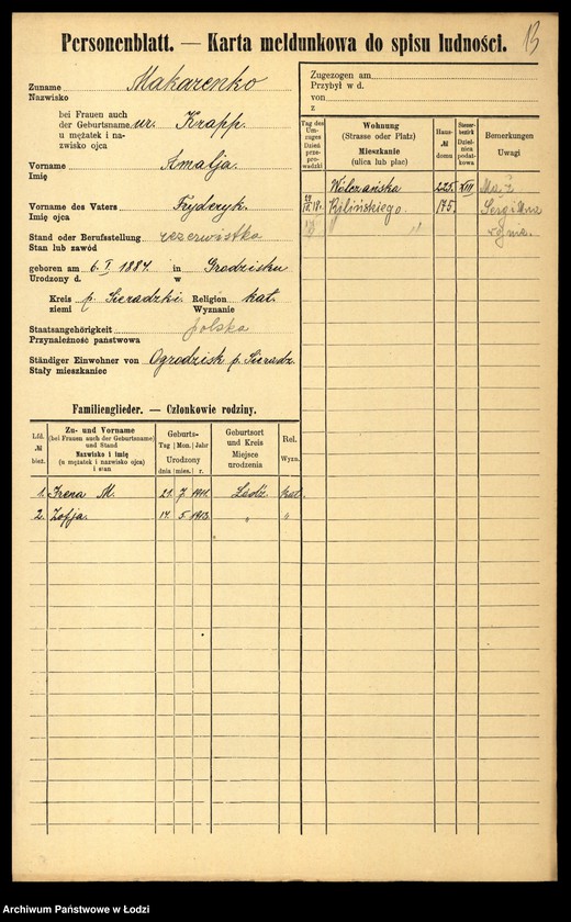 Obraz 15 z jednostki "[Spis ludności Łodzi] Mak - Makowski"