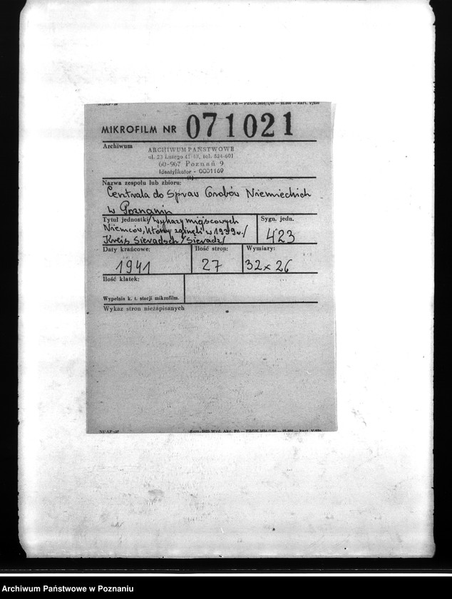 Obraz 2 z jednostki "Wykazy miejscowych Niemców, którzy zginęli w 1939 roku. Kreis Sieradsch (Sieradz)"