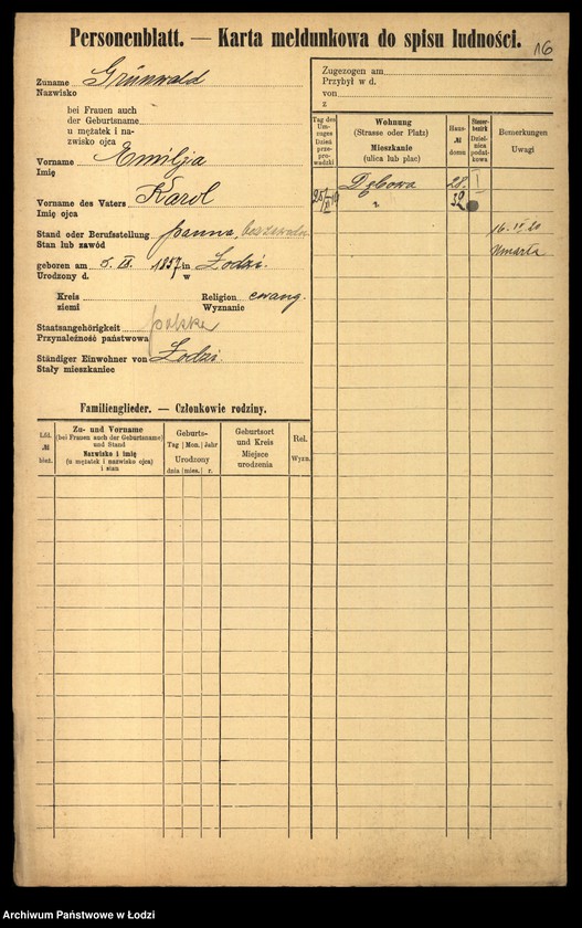 Obraz 18 z jednostki "[Spis ludności Łodzi] Grünwald - Grużewski"
