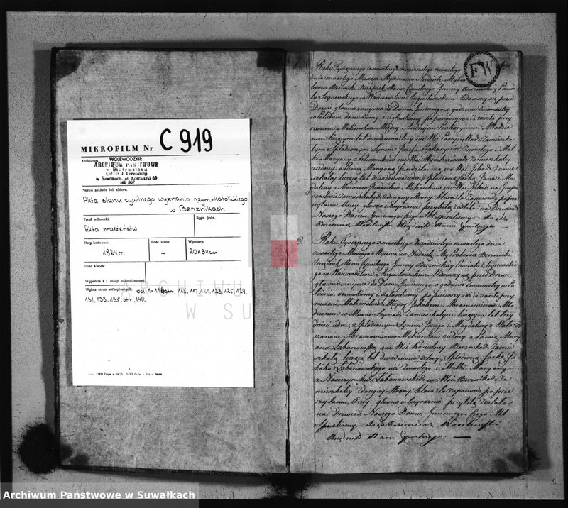 image.from.unit.number "Akta Szlubne Gminy Berznickiey Roku 1824 od 1-go Stycznia do 31 Grudnia"