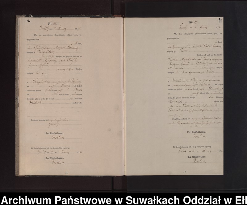 image.from.unit.number "Geburts-Neben-Register des Preussischen Standes-Amtes Gneist Kreis Loetzen"