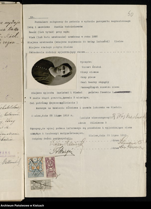 Obraz 6 z kolekcji "Wnioski o paszporty zagraniczne rok 1919111"