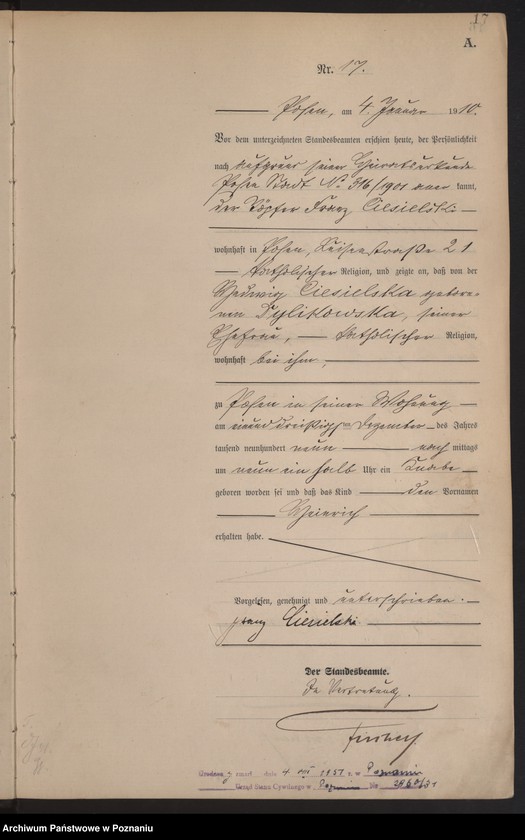 Obraz 18 z jednostki "Księga miejscowa urodzeń tom I [Rejestr główny urodzeń]"