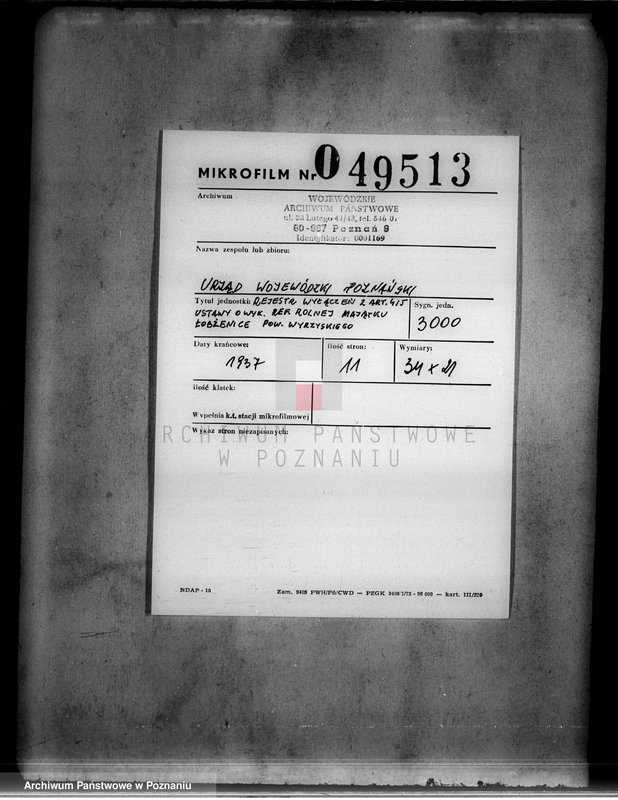 Obraz 2 z jednostki "Rejestr wyłączeń z art. 4 i 5 ustawy o wykonaniu reformy rolnej majątku Łobżenice powiatu wyrzyskiego"