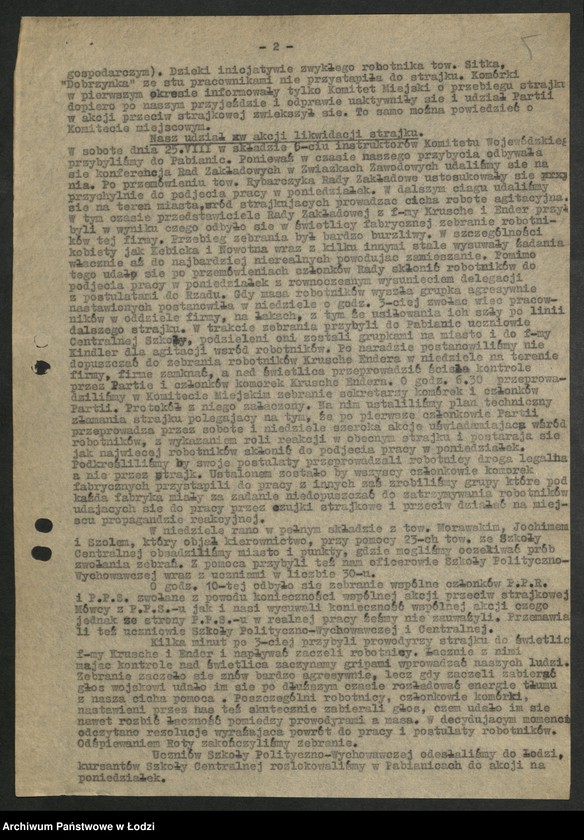 Obraz 6 z jednostki "Materiały dotyczące strajków w fabrykach Pabianic, Końskich [i Łodzi]"