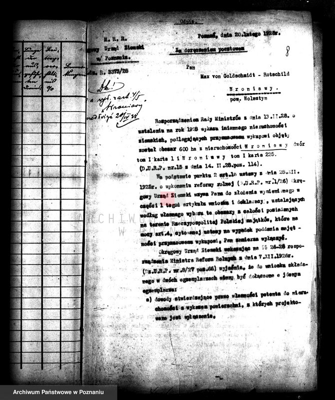 image.from.unit.number "Majątek Wroniawy i Białuty-Dębina powiatu wolsztyńskiego wyłączenie z art. 4 i 5 ustawy o wykonaniu reformy rolnej"