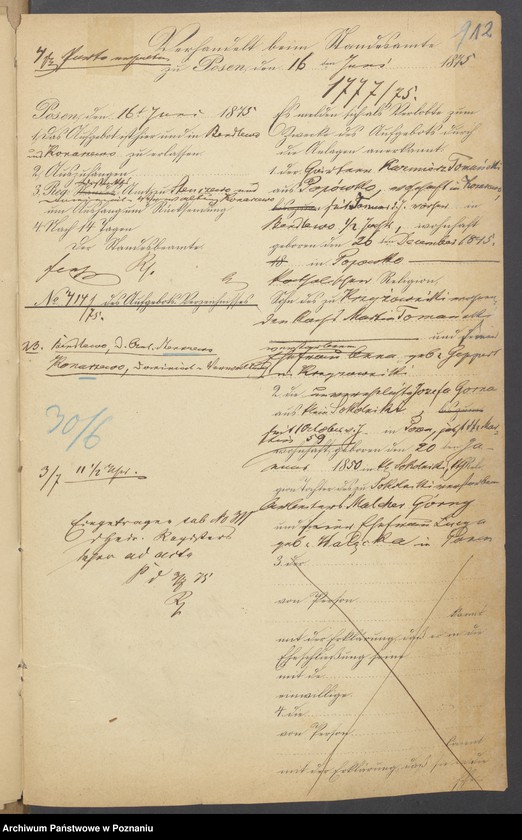 Obraz 14 z jednostki "Die von den Verlobten beigebrachten Urkunden zur Eheschliessung pro 1875"