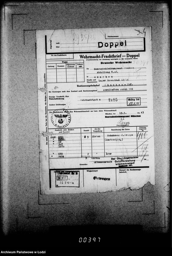 Obraz 8 z jednostki "Frachtbriefe doppel einige Ausgang 1838-2948"