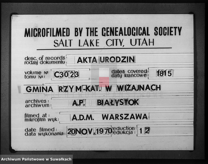 image.from.unit.number "Akta urodzonych gminy wiżayńskiey powiatu kalwaryskiego w departamencie łomżyńskim od dnia 1-go miesiąca stycznia 1815 roku do dnia ostatniego miesiąca grudnia tegoż roku"
