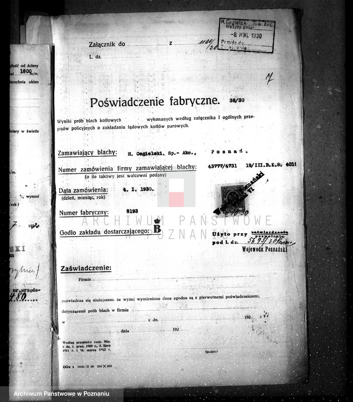 Obraz 11 z jednostki "Cukiernia w Kościanie nr woj. kotła 6480"