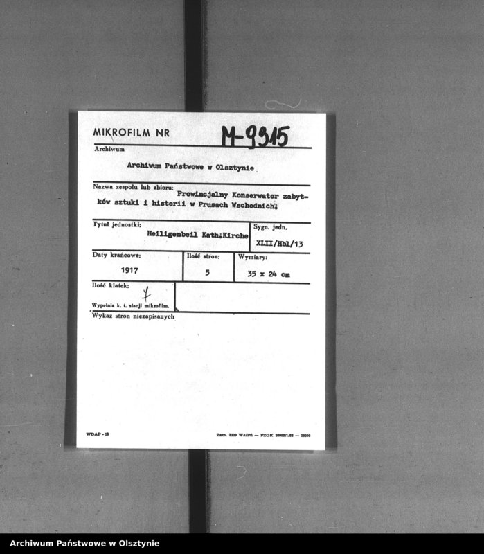 image.from.unit.number "Heiligenbeil, katholische Kirche"